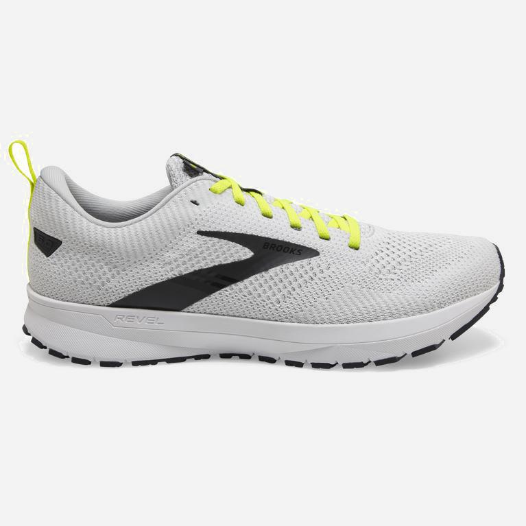 Brooks Men's Revel 5 Performance Road Running Shoes Singapore - White/Oyster/India Ink (91567-HNSB)